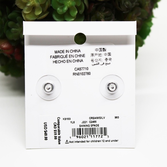 NWT Kate Spade New York shining spade imitation pearl stud earrings - Picture 3 of 3